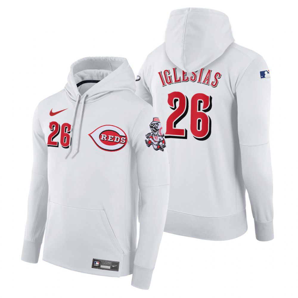 Cheap Men Cincinnati Reds 26 Iglesias white home hoodie 2021 MLB Nike Jerseys